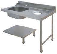 Table avec bac pour machines à capot panier 500 x 500 ou 600 x 500 - PAP712DVF