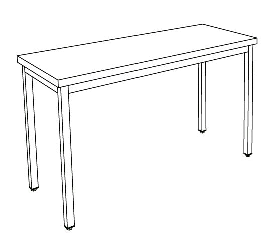 Table centrale inox profondeur 600 mm - Sans étagère - Longueur 1200 mm - TC612T
