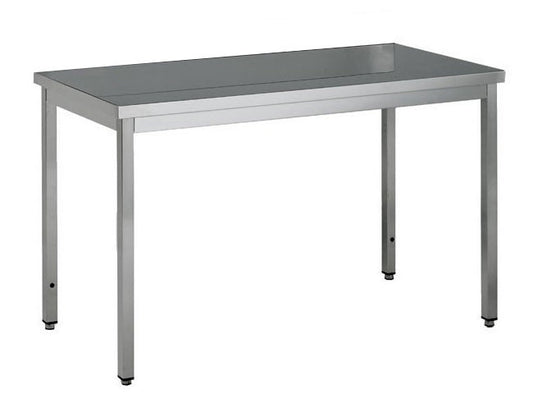 Table centrale inox profondeur 700 mm - Longueur 1400 mm - Sans étagère - TC714T