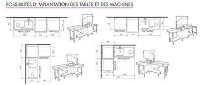 Table lisse pour machines à capot panier 500 x 500 et panier 600 x 500 - PAP707D