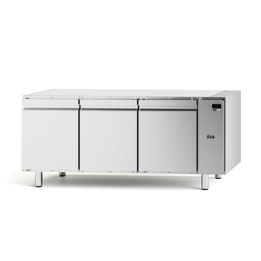 Table réfrigérée pâtissière positive -2/+8°C sans dosseret - 3 portes - Sans plan de travail - 457 L - TPS83PSG - NEOS - ILSA