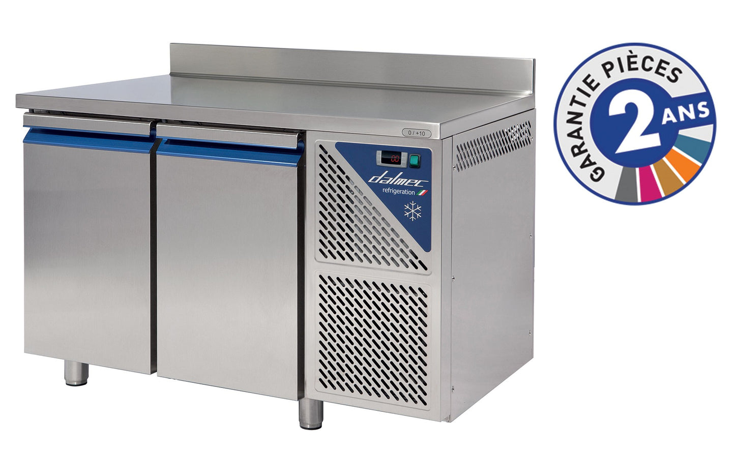 Table réfrigérée positive 0/+10°C - 300 L - 2 portes -  Avec dosseret - Avec groupe logé - TG702-3 - Dalmec