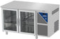 Table réfrigérée positive 0/+10°C - GN 1/1 - 300 L - 2 portes vitrées - Prof. 700 - Sans dosseret - TG702CV-3 - Dalmec