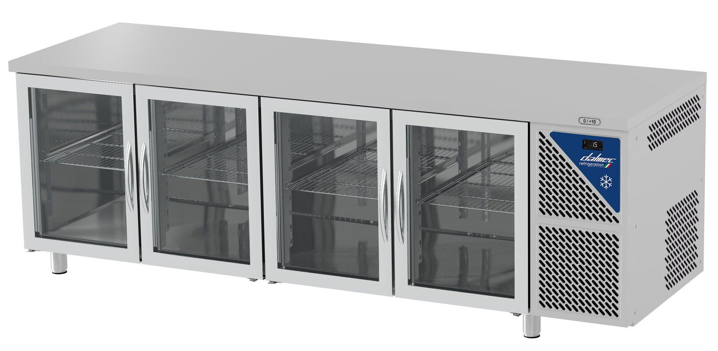 Table réfrigérée positive 0/+10°C - GN 1/1 - 630 L - 4 portes vitrées - Prof. 700 - Sans dosseret - TG704CV-3 - Dalmec
