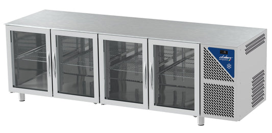 Table réfrigérée positive - Sans groupe - GN 1/1 - 630 L - 4 portes vitrées - Prof. 700 - Sans dessus - TG704SGSDV-3 - Dalmec