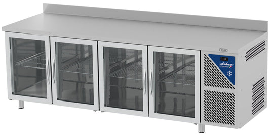 Table réfrigérée vitrée positive 0/+10°C - 470 L - 4 portes - Prof. 600 - 430 x 325 - Avec dosseret - SN604V-3 - Dalmec