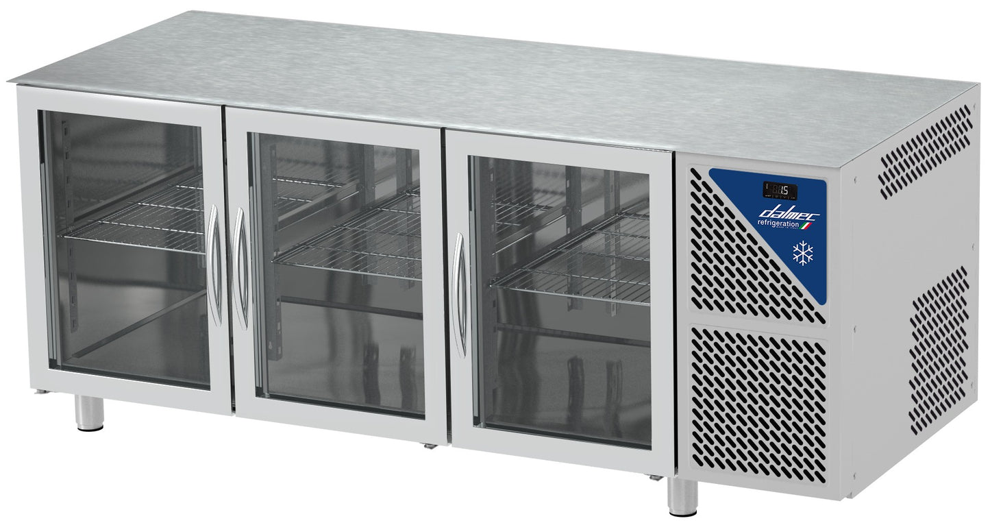 Table réfrigérée vitrée positive - Sans groupe - 350 L - 3 portes - Prof. 600 - 430 x 325 - Sans dessus - SN603SGSDV-3 - Dalmec