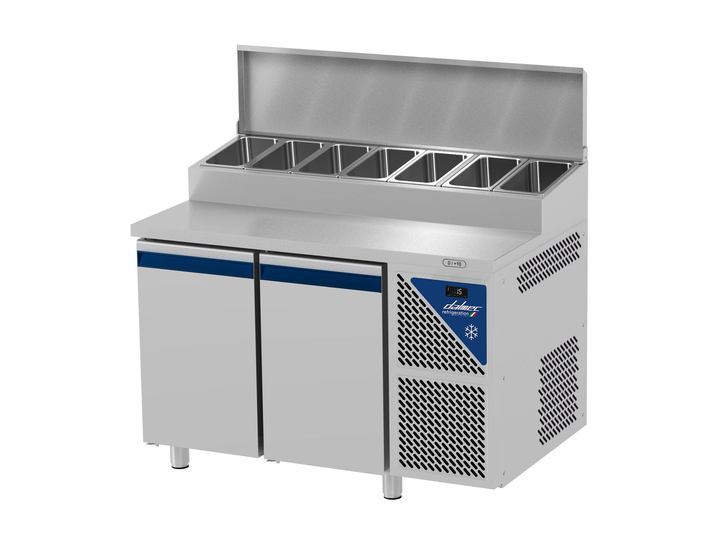 Table snack positive +4/+10°C - Couvercle acier - 2 portes pleines - Prof. 800 - 600 x 400 - PS802C-3 - Dalmec