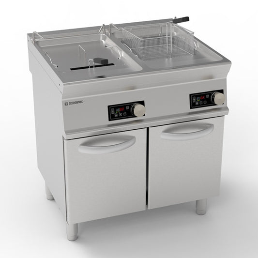 Tecnoinox - Friteuse électrique sur coffre - 2 x 17 litres - Commandes électroniques - Gamme 700 -  Module 400 - FRD87FE7