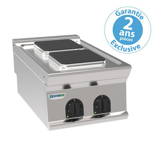 Tecnoinox - Plaque de cuisson électrique à poser - 2 plaques carrées - Gamme 700 - PCS4E7