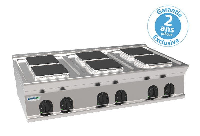 Tecnoinox - Plaque de cuisson électrique à poser - 6 plaques carrées - Gamme 700 - PCS12E7