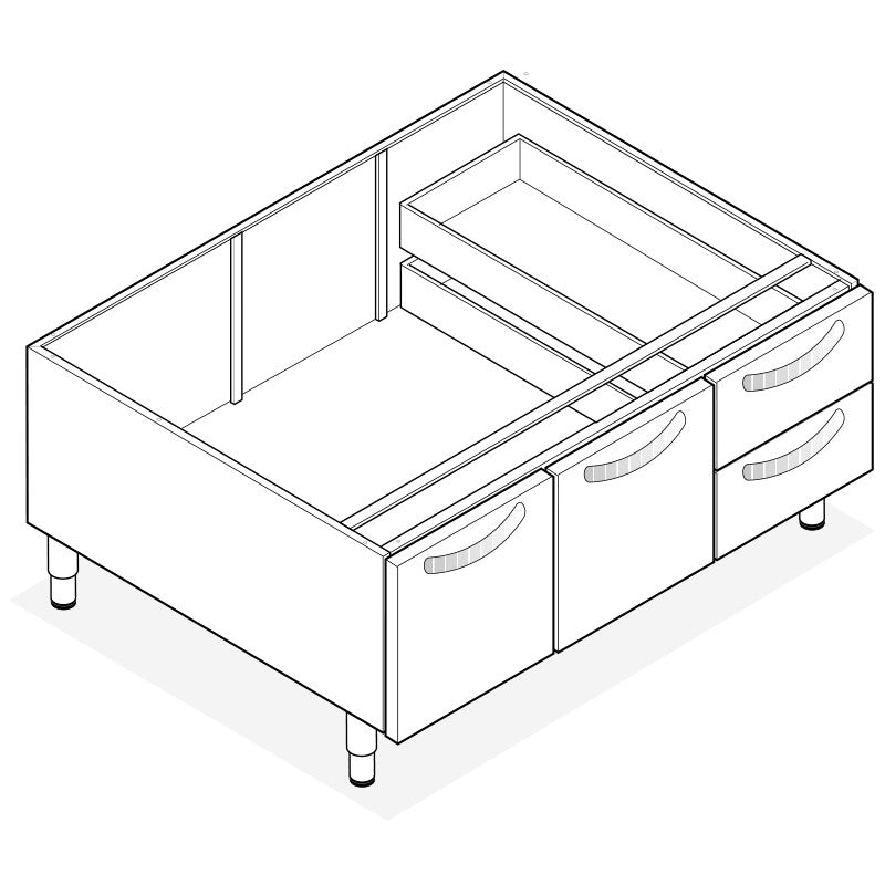 Tecnoinox - Support avec placard 2 portes / 2 tiroirs - Gamme 600 - VNC1050