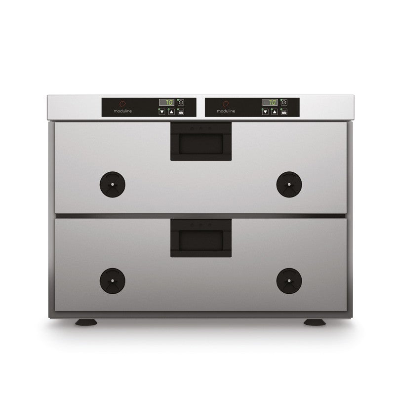 Tiroirs de maintien au chaud - 2 bacs GN 1/1 prof. 150 mm - Panneau de commande indépendant - HSW212E - Moduline