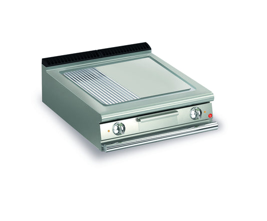 Top plancha électrique - Plaque 1/3 rainurée 37,3 dm² - AISI 430 - Larg. 800 mm - 705 x 490 - 70QSFTE823 - Baron