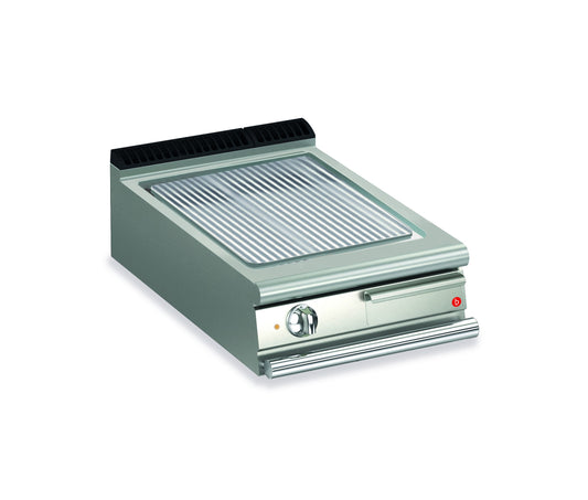 Top plancha électrique - Plaque rainurée 27,5 dm² - Chrome dur - Larg. 600 mm - 505 x 490 - Gamme QUEEN 700 - 70QSFTE615 - Baron