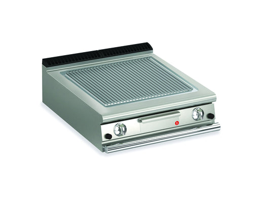 Top plancha gaz - Plaque rainurée 37,3 dm² - Chrome dur - Larg. 800 mm - 705 x 490 - Gamme QUEEN 700 - 70QSFTTG815 - Baron