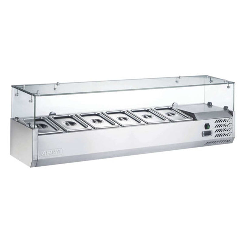 VITRINE RÉFRIGÉRÉE À POSER - 6 BACS GN 1/3 - PROF 395 MM