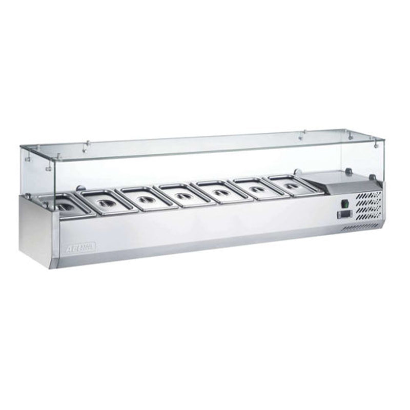 VITRINE RÉFRIGÉRÉE À POSER - 7 BACS GN 1/4 - PROF 335 MM