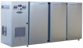 Unifrigor - Arrière-bar Inox - Série CLASSIC - Groupe logé - 3 petites portes pleines - 390 litres - U53PI