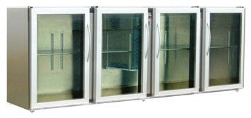 Unifrigor - Arrière-bar Inox - Série LEDS - Sans groupe - 4 moyennes portes vitrées - 610 litres - U54MVISG