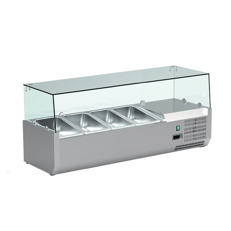 Vitrine réfrigérée positive +2/+8°C pour table à pizza - 4 bacs GN 1/3 - V12GN13 - Nosem