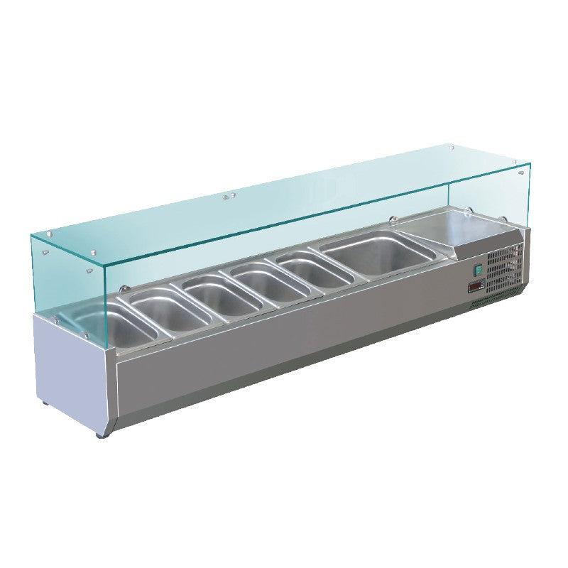Vitrine réfrigérée positive +2/+8°C pour table à pizza - 5 bacs GN 1/3 + 1 bac GN 1/2 - VRX153 - Nosem