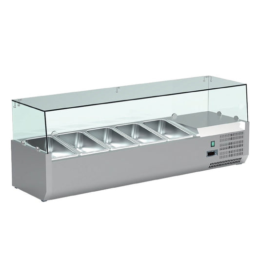 Vitrine réfrigérée positive +2/+8°C pour table à pizza - 5 bacs GN 1/4 - VRX120 - Nosem