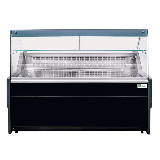 COMPTOIR D'EXPOSITION NOIR - VITRAGE DROIT - PROF 900 MM - FROID VENTILÉ